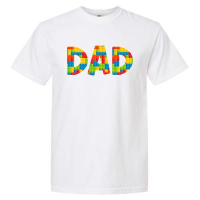 Dad Parent Brick Master Builder Building Blocks Set Family Gift Garment-Dyed Heavyweight T-Shirt