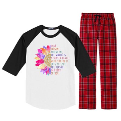 Dear Person Behind Me The World Is A Better Place With You In It Raglan Sleeve Pajama Set