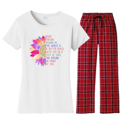 Dear Person Behind Me The World Is A Better Place With You In It Women's Flannel Pajama Set