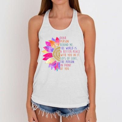 Dear Person Behind Me The World Is A Better Place With You In It Women's Knotted Racerback Tank