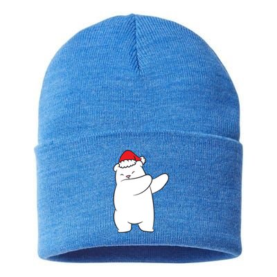 Dabbing Polar Bear Santa Hat Christmas Hat Polar Bear Funny Gift Sustainable Knit Beanie