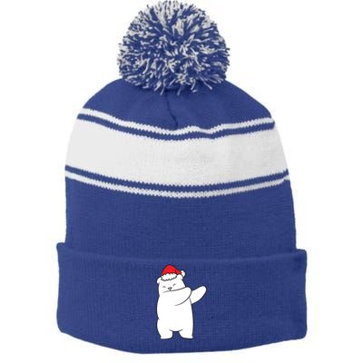 Dabbing Polar Bear Santa Hat Christmas Hat Polar Bear Funny Gift Stripe Pom Pom Beanie