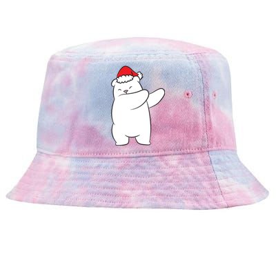 Dabbing Polar Bear Santa Hat Christmas Hat Polar Bear Funny Gift Tie-Dyed Bucket Hat