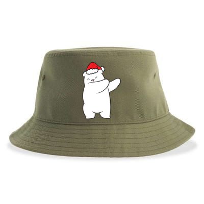 Dabbing Polar Bear Santa Hat Christmas Hat Polar Bear Funny Gift Sustainable Bucket Hat