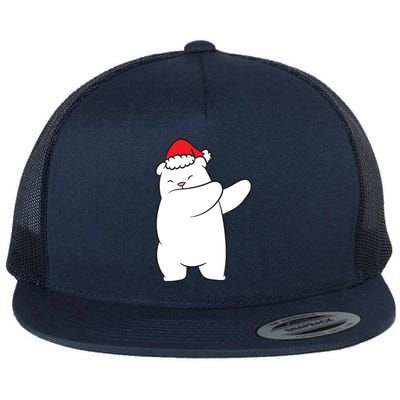 Dabbing Polar Bear Santa Hat Christmas Hat Polar Bear Funny Gift Flat Bill Trucker Hat