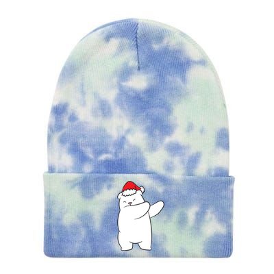 Dabbing Polar Bear Santa Hat Christmas Hat Polar Bear Funny Gift Tie Dye 12in Knit Beanie