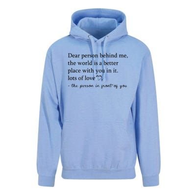 Dear Person Behind Me The World Is A Better Place With You Unisex Surf Hoodie