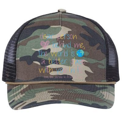 Dear Person Behind Me The World Is A Better Place With You Retro Rope Trucker Hat Cap