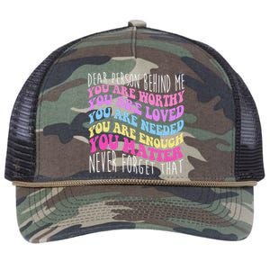 Dear Person Behind Me You Are Worthy Never Forget That Quote Retro Rope Trucker Hat Cap