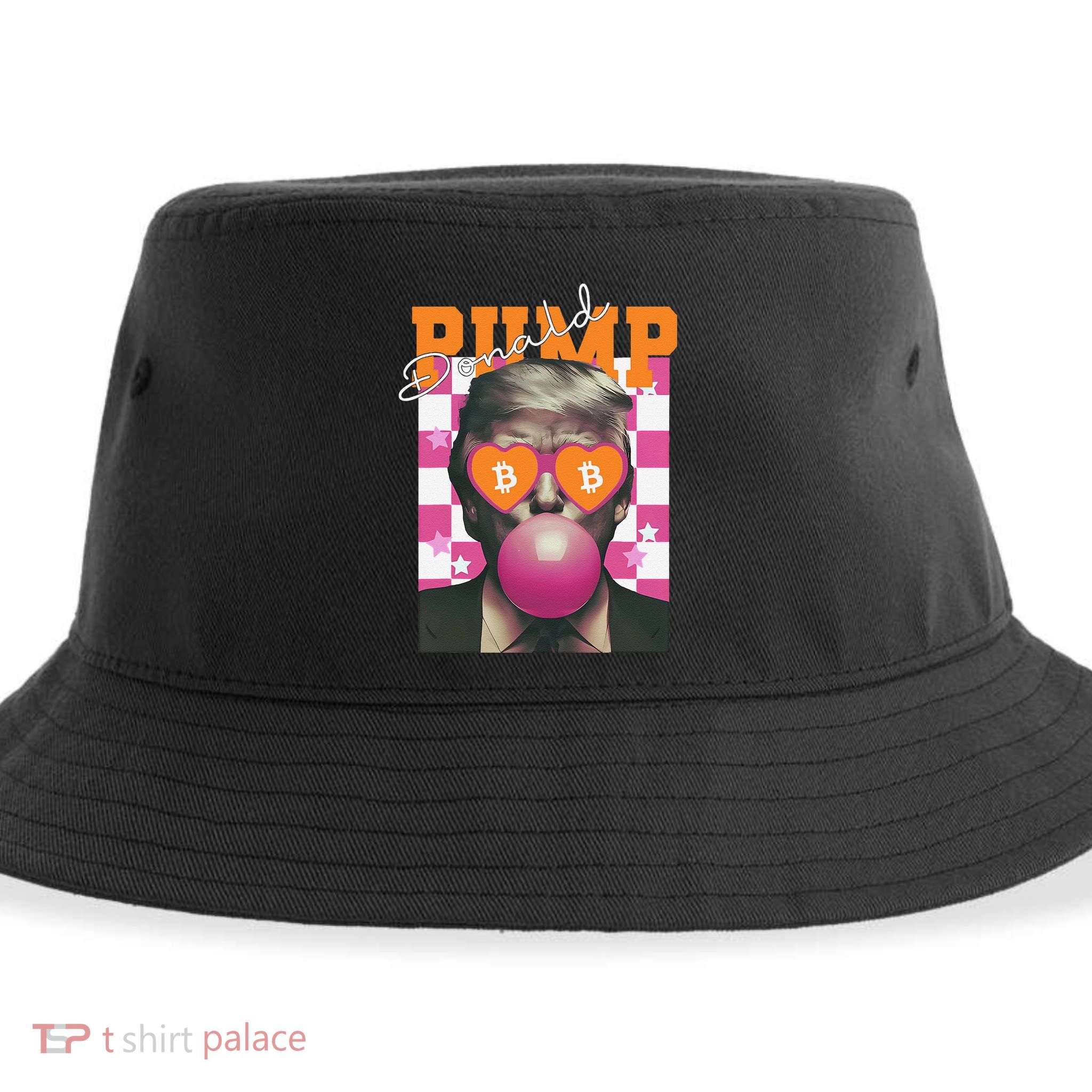 Donald Pump Bitcoin Funny Trump Pin.K Gum 2024 Crypto Sustainable Bucket Hat