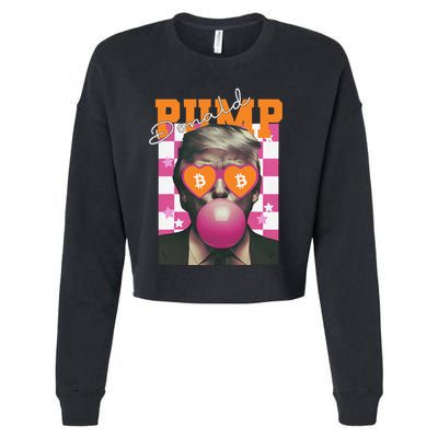 Donald Pump Bitcoin Funny Trump Pin.K Gum 2024 Crypto Cropped Pullover Crew
