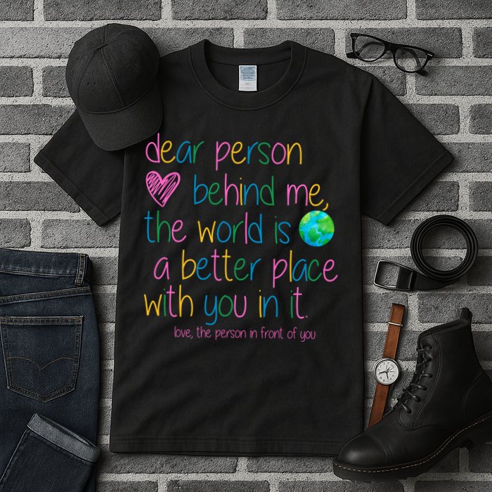 Dear Person Behind Me The World Is A Better Place With You Tall T-Shirt