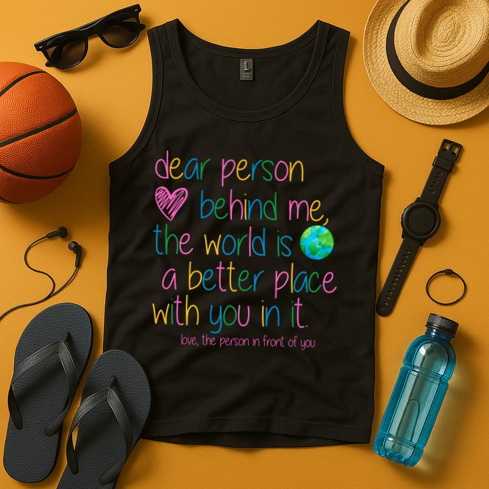 Dear Person Behind Me The World Is A Better Place With You Tank Top