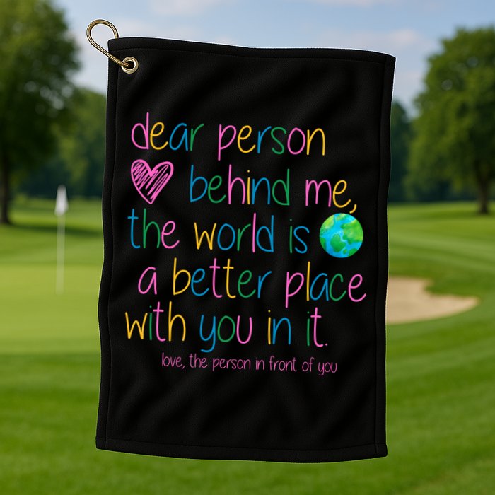 Dear Person Behind Me The World Is A Better Place With You Golf Towel