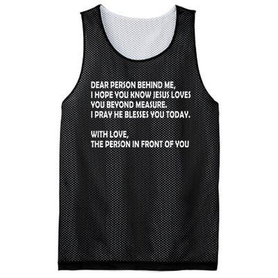 Dear Person Behind Me I Hope You Know Jesus Loves You Mesh Reversible Basketball Jersey Tank