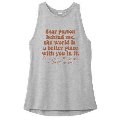 Dear Person Behind Me Mental Health Ladies PosiCharge Tri-Blend Wicking Tank