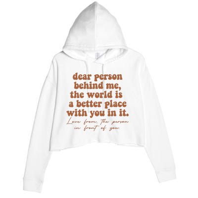 Dear Person Behind Me Mental Health Crop Fleece Hoodie