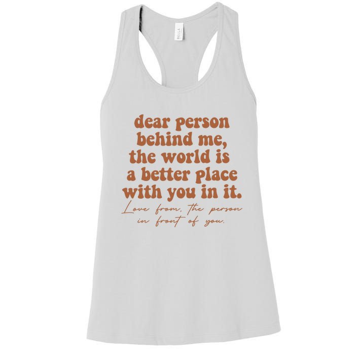 Dear Person Behind Me Mental Health Women's Racerback Tank