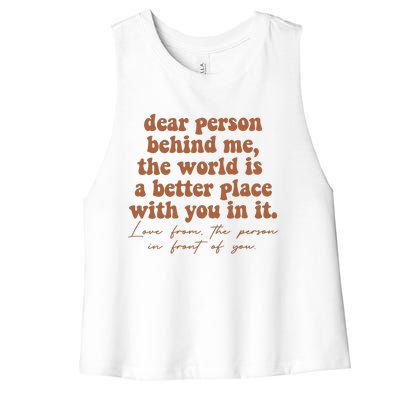 Dear Person Behind Me Mental Health Women's Racerback Cropped Tank