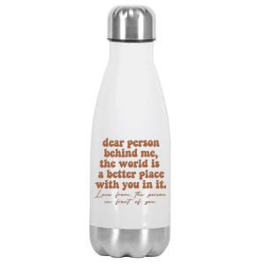 Dear Person Behind Me Mental Health Stainless Steel Insulated Water Bottle