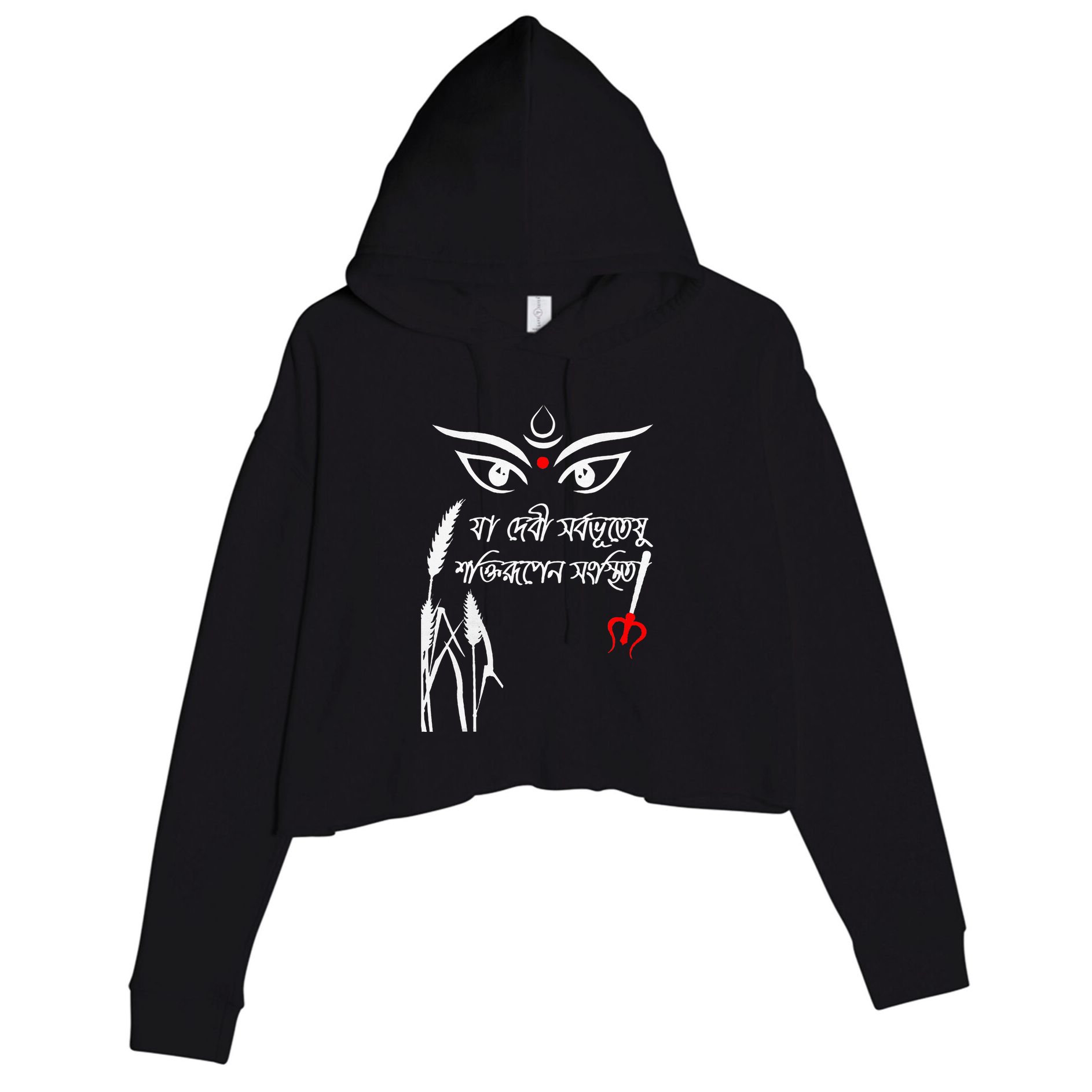 Durga Puja Bengali Festival Crop Fleece Hoodie