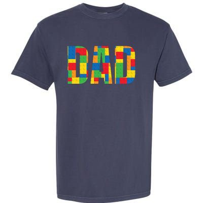 Dad Parent Brick Master Builder Building Blocks Set Family Garment-Dyed Heavyweight T-Shirt