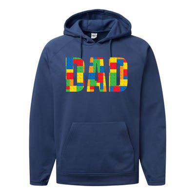 Dad Parent Brick Master Builder Building Blocks Set Family Performance Fleece Hoodie