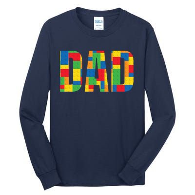 Dad Parent Brick Master Builder Building Blocks Set Family Tall Long Sleeve T-Shirt