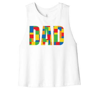 Dad Parent Brick Master Builder Building Blocks Set Family Women's Racerback Cropped Tank