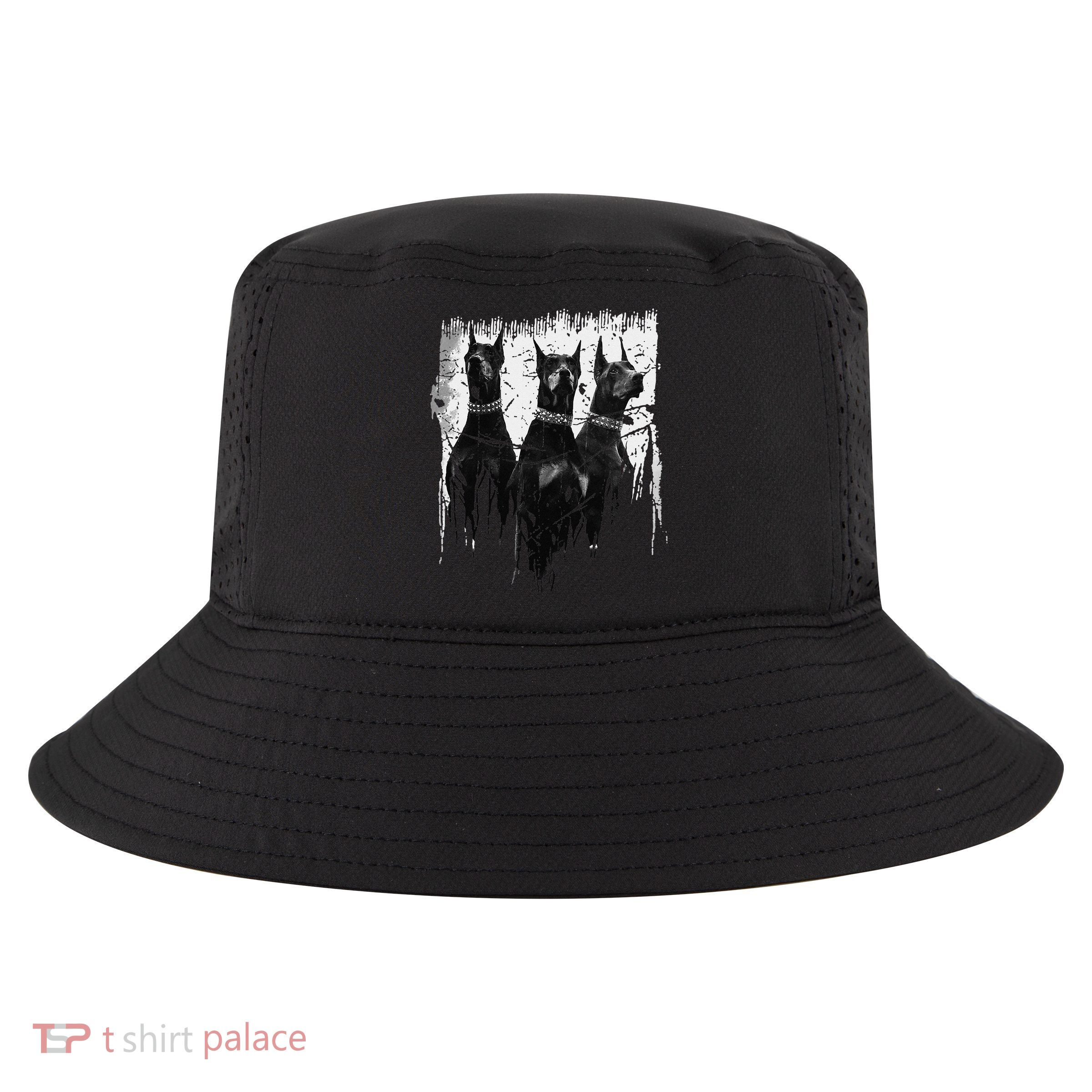Doberman Pinscher Black and White Dog Lovers Cool Comfort Performance Bucket Hat