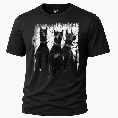 Doberman Pinscher Black and White Dog Lovers Performance Shirt