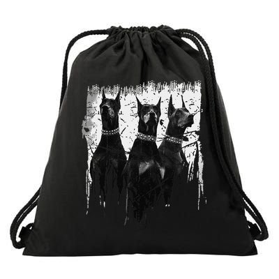 Doberman Pinscher Black and White Dog Lovers Drawstring Bag