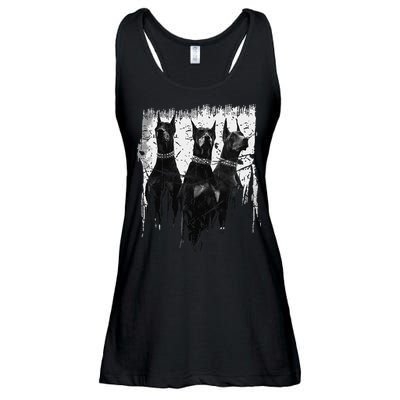 Doberman Pinscher Black and White Dog Lovers Ladies Essential Flowy Tank