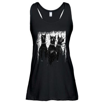 Doberman Pinscher Black and White Dog Lovers Ladies Essential Flowy Tank