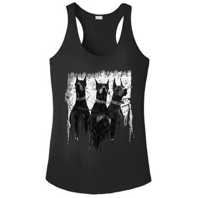 Doberman Pinscher Black and White Dog Lovers Ladies PosiCharge Competitor Racerback Tank