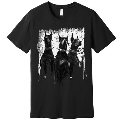 Doberman Pinscher Black and White Dog Lovers Premium T-Shirt