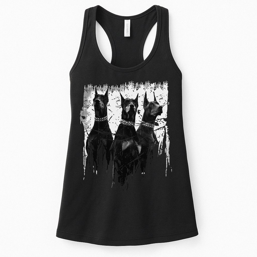 Doberman Pinscher Black and White Dog Lovers Womens Tank Top