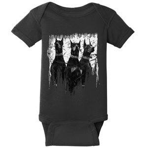 Doberman Pinscher Black and White Dog Lovers Baby Bodysuit