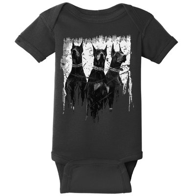 Doberman Pinscher Black and White Dog Lovers Baby Bodysuit
