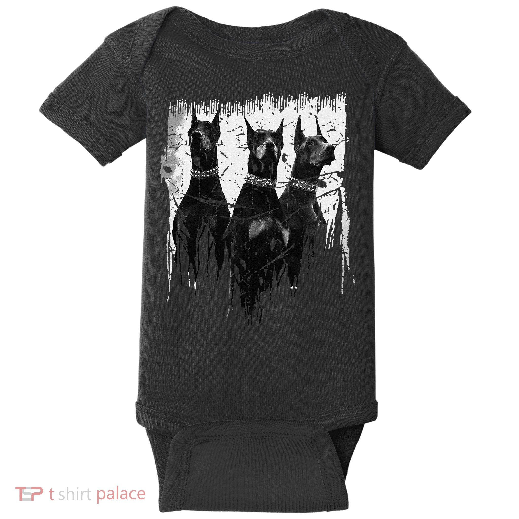 Doberman Pinscher Black and White Dog Lovers Baby Bodysuit
