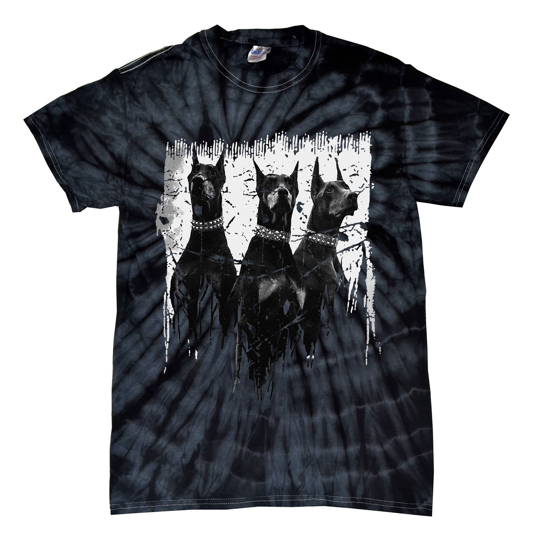 Doberman Pinscher Black and White Dog Lovers Tie-Dye T-Shirt