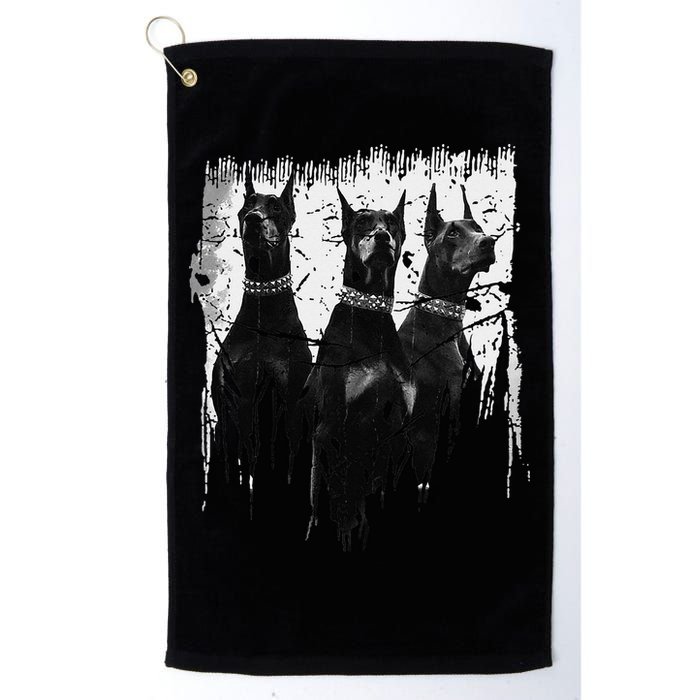 Doberman Pinscher Black and White Dog Lovers Golf Towel