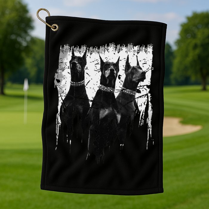 Doberman Pinscher Black and White Dog Lovers Golf Towel
