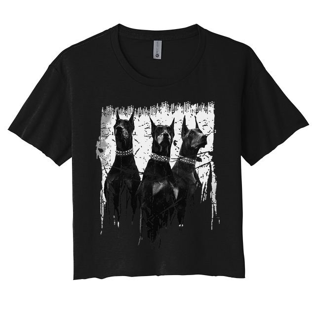 Doberman Pinscher Black and White Dog Lovers Crop Top