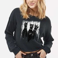 Doberman Pinscher Black and White Dog Lovers Cropped Pullover Crew