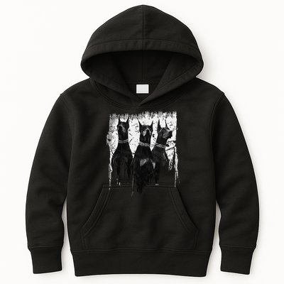 Doberman Pinscher Black and White Dog Lovers Kids Hoodie