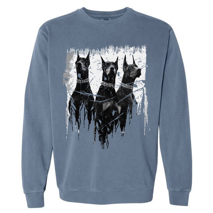 Doberman Pinscher Black and White Dog Lovers Garment-Dyed Sweatshirt