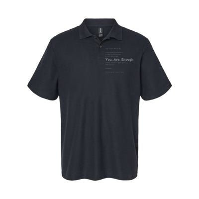 Dear Person Behind Me You Are Enough The World Is Better Softstyle Adult Sport Polo