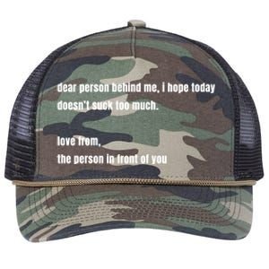 Dear Person Behind Me Gift Cute Gift Retro Rope Trucker Hat Cap