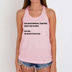 Dear Person Behind Me Gift Cute Gift Women's Knotted Racerback Tank